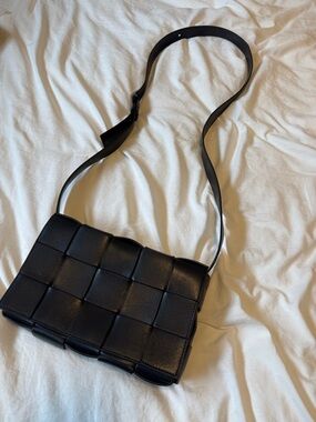 Bottega Veneta Black Woven Leather Cassette